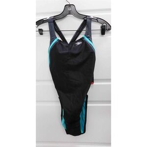 New Speedo Bali‎ Blue Black Turquoise one piece Swimsuit sz 6